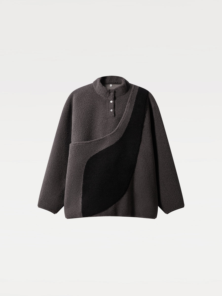 【Black/Grey】Kangaroo Pouch Unisex Fleece Sweater Riikyu