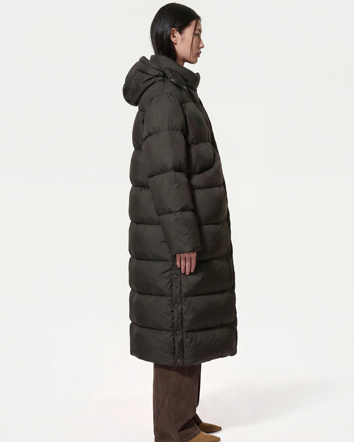 wearable pet carrier: black puffer jacket with pet pouch