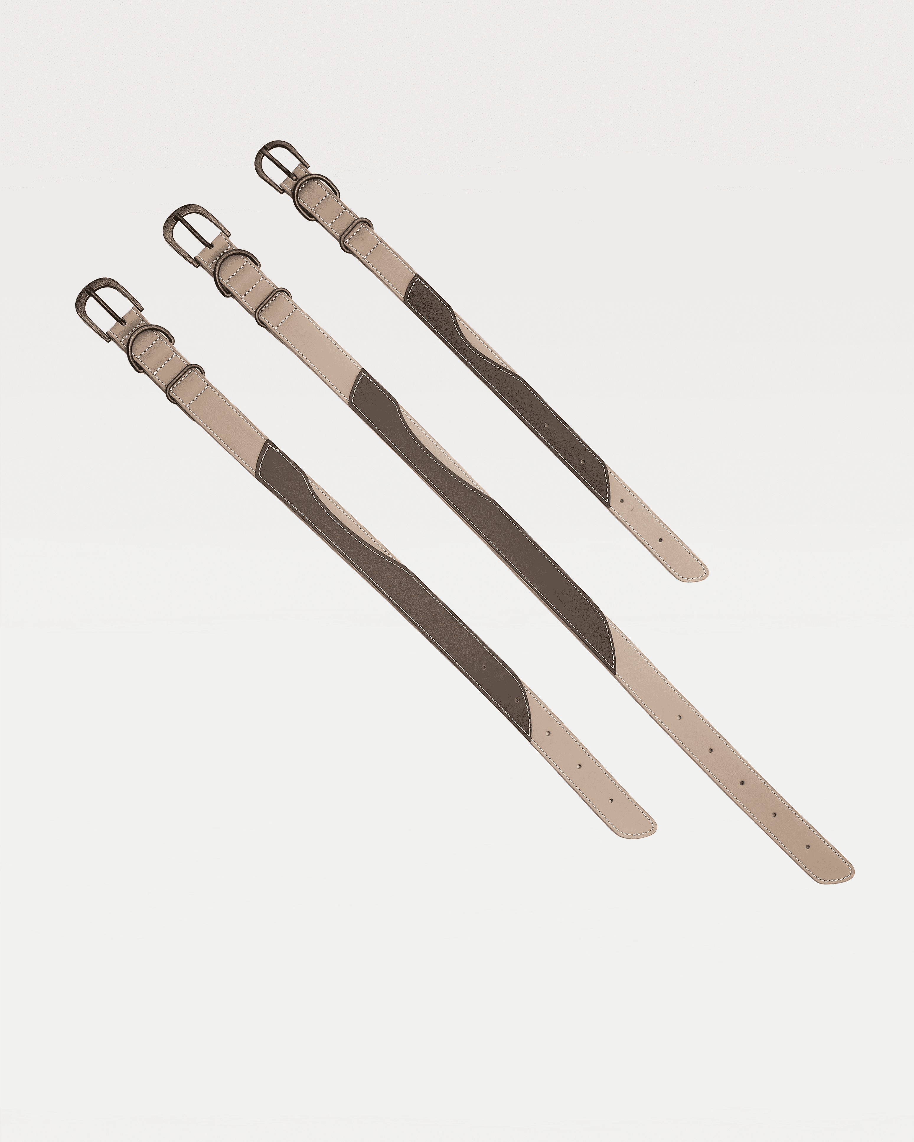 Three color-blocked collars in different sizes